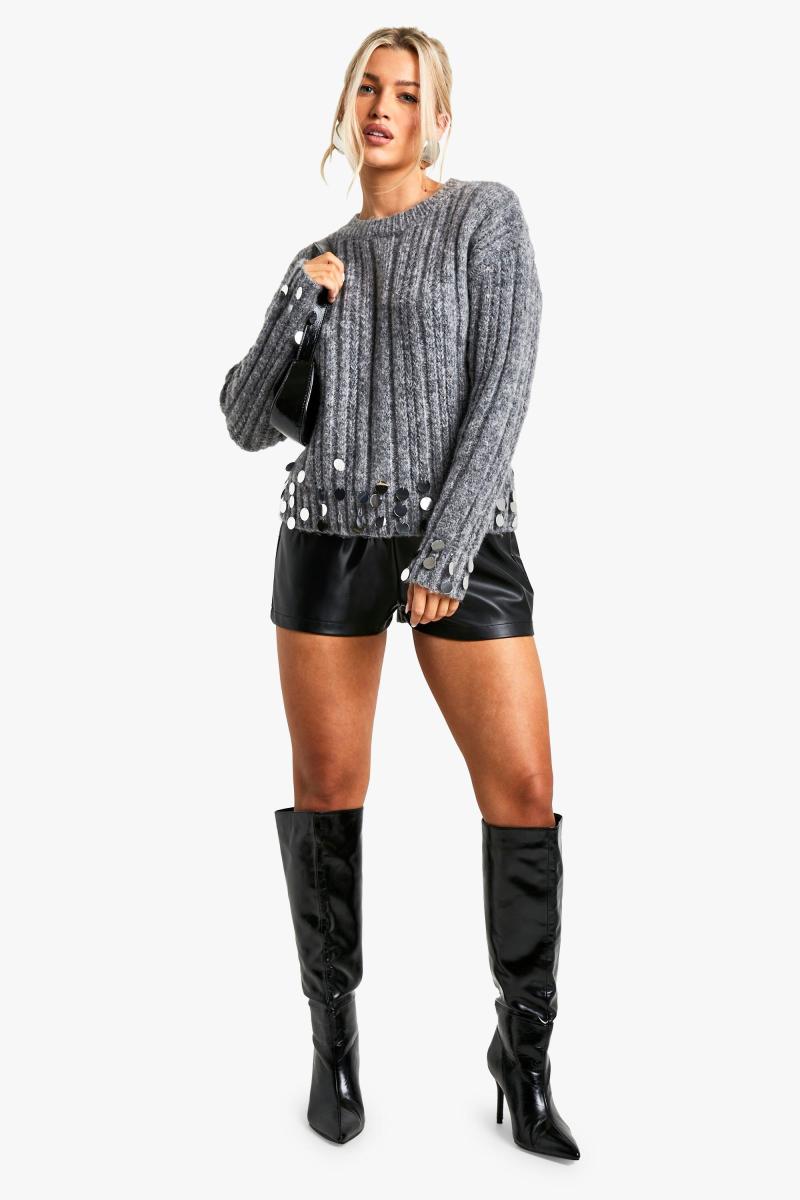 Масивний трикотажний джемпер з дисковими деталями