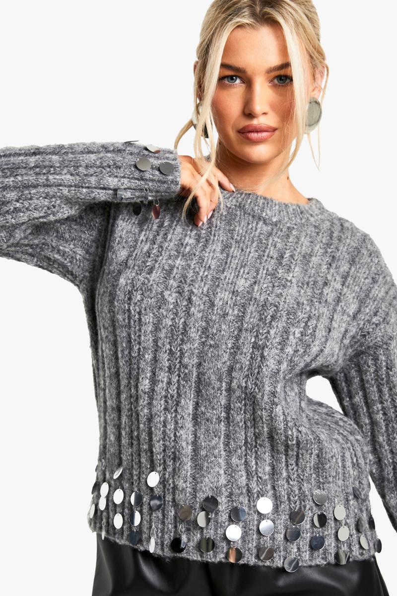 Масивний трикотажний джемпер з дисковими деталями