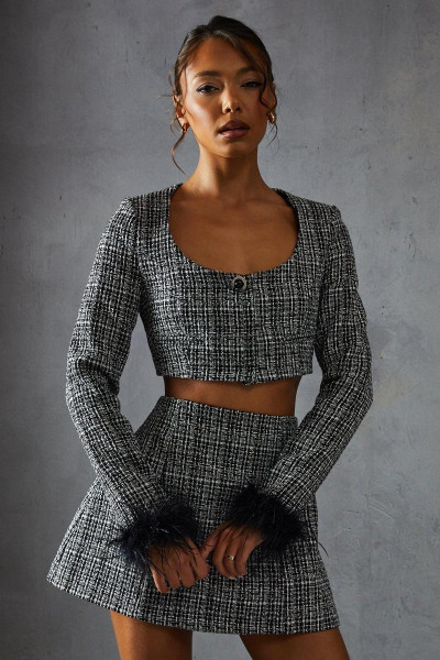 Обрізана куртка Boucle Feather 
