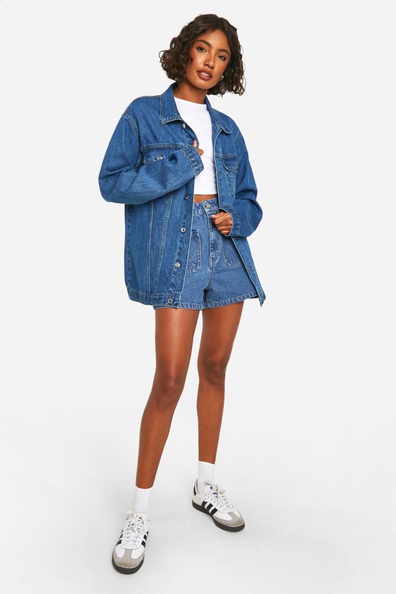 Високий джинсовий синій піджак