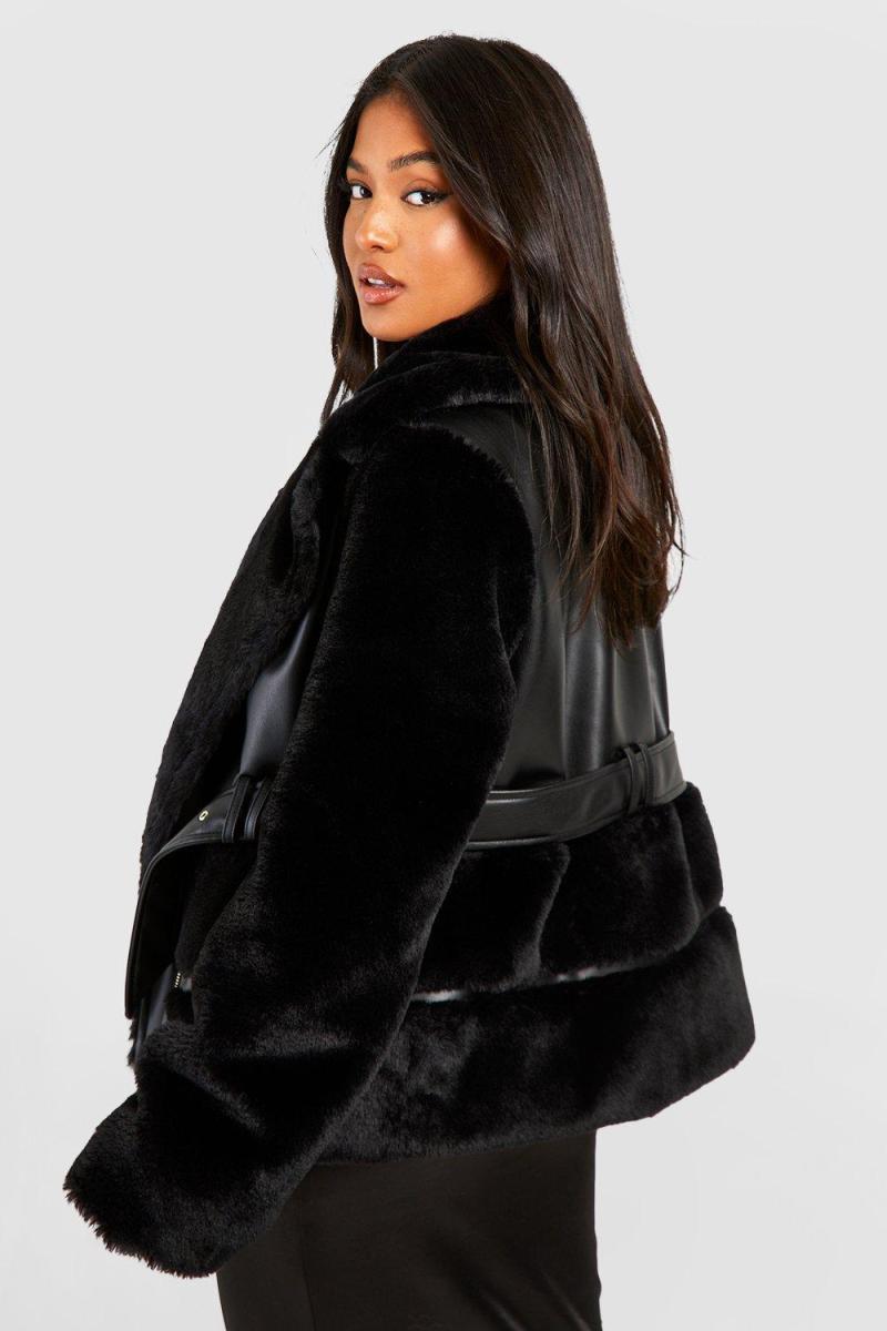 Авіатор із штучного хутра з маленькою стрижнею і поясом