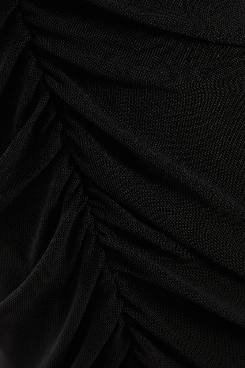 Чорна сітка Ruched Midaxi спідниця