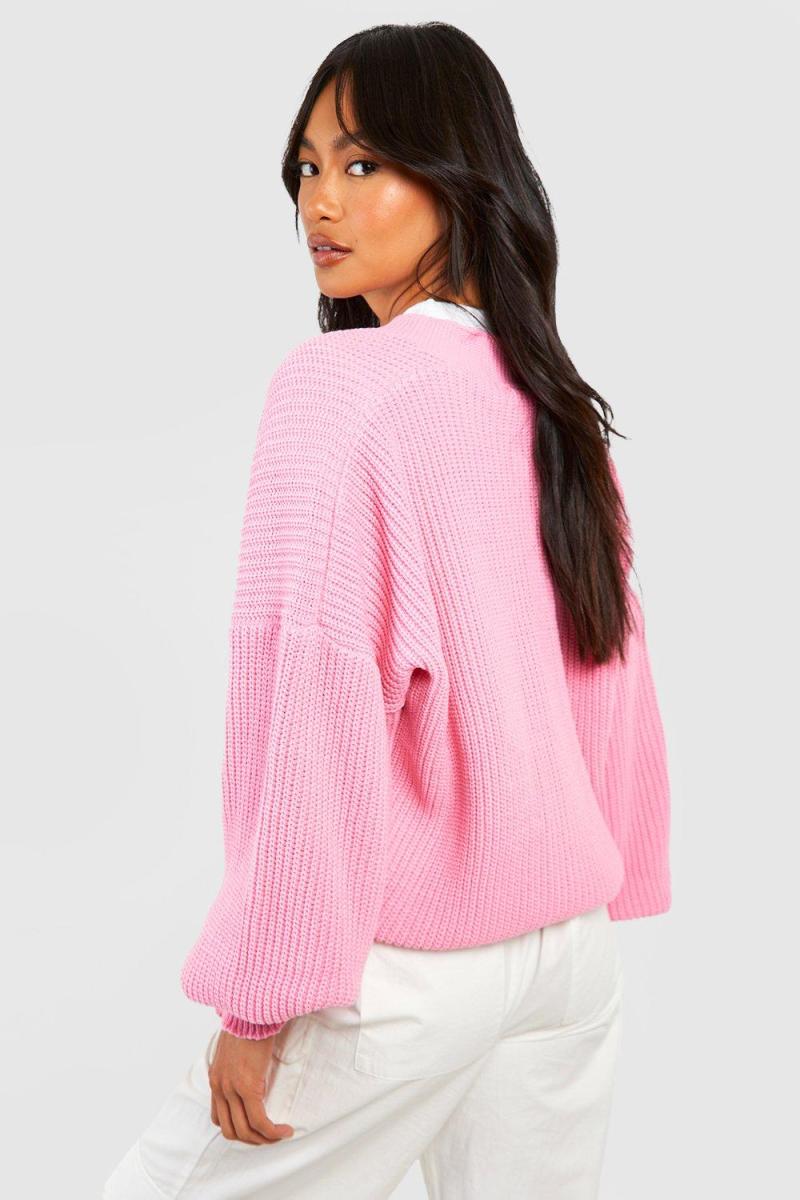 Кардиган з рукавом-балончиком через рубчик