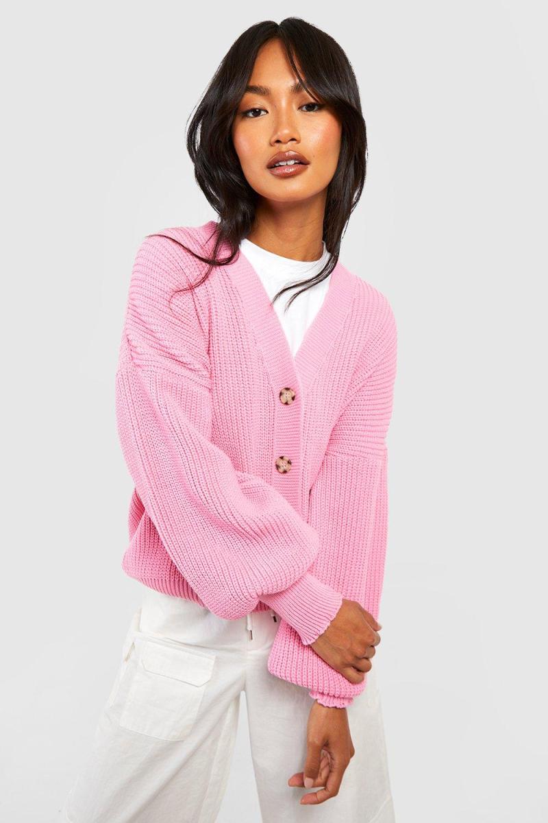 Кардиган з рукавом-балончиком через рубчик