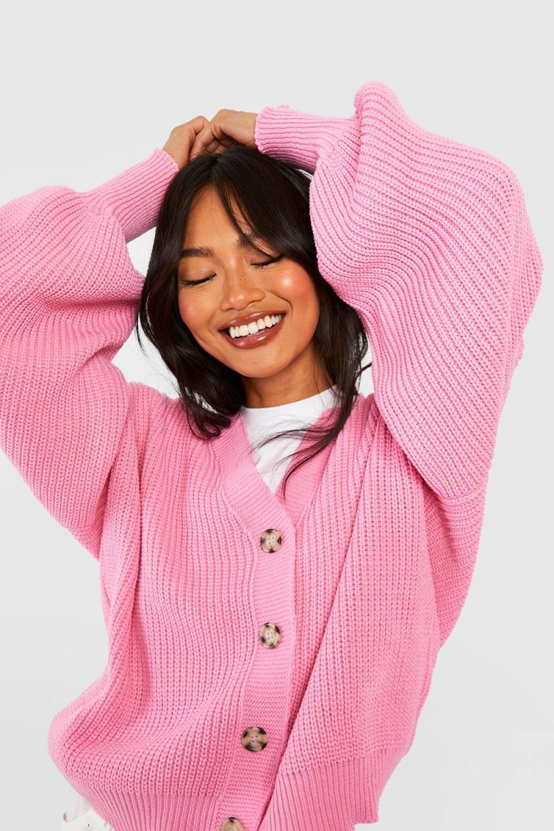 Кардиган з рукавом-балончиком через рубчик