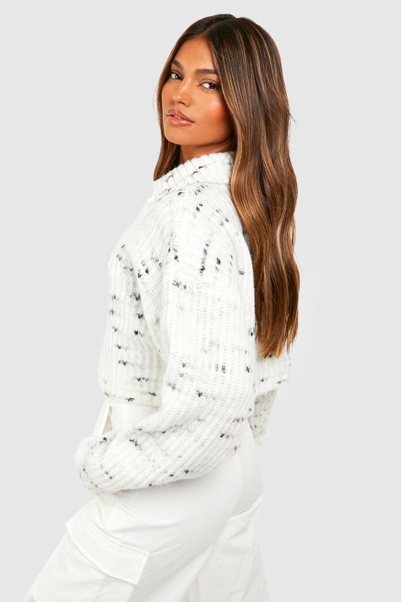 Джемпер з коміром на половину блискавки з м’якої трикотажної пряжі Nep