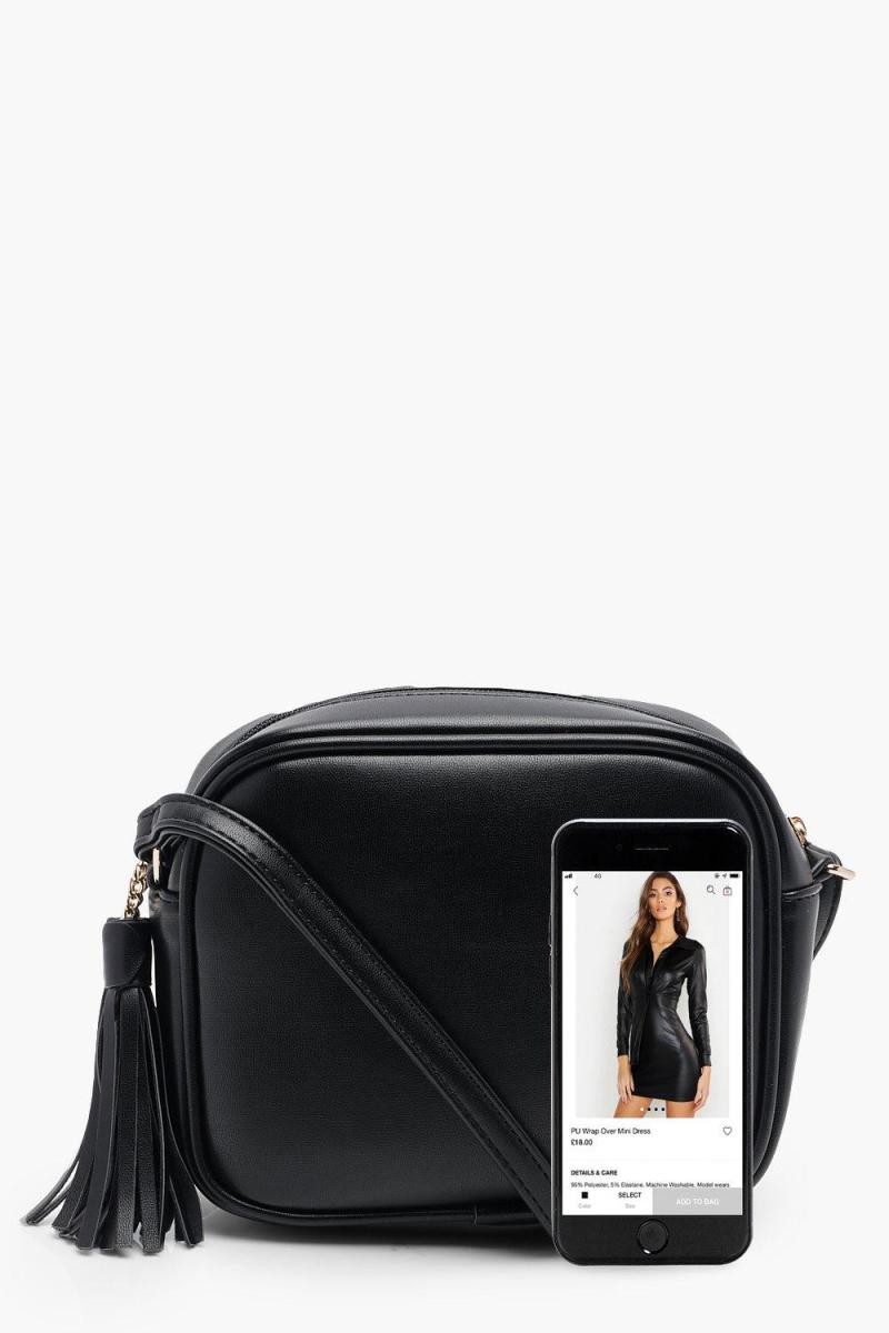 ПУ сумка на блискавці через плече з китицею