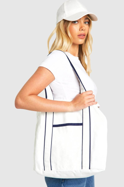 Полотняна сумка з контрастними деталями