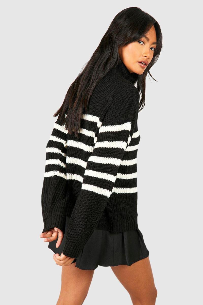 Джемпер у смужку на половину блискавки