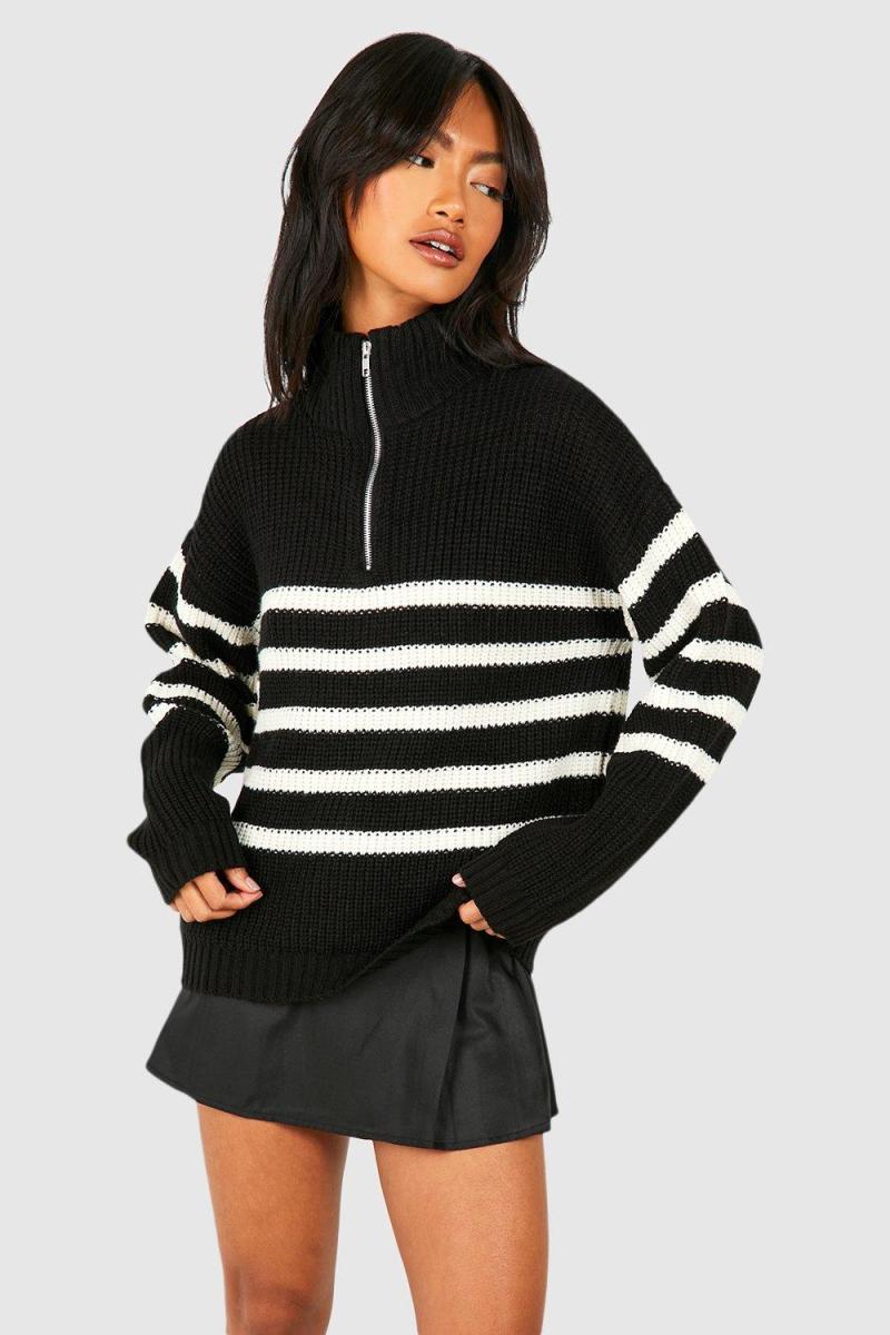 Джемпер у смужку на половину блискавки