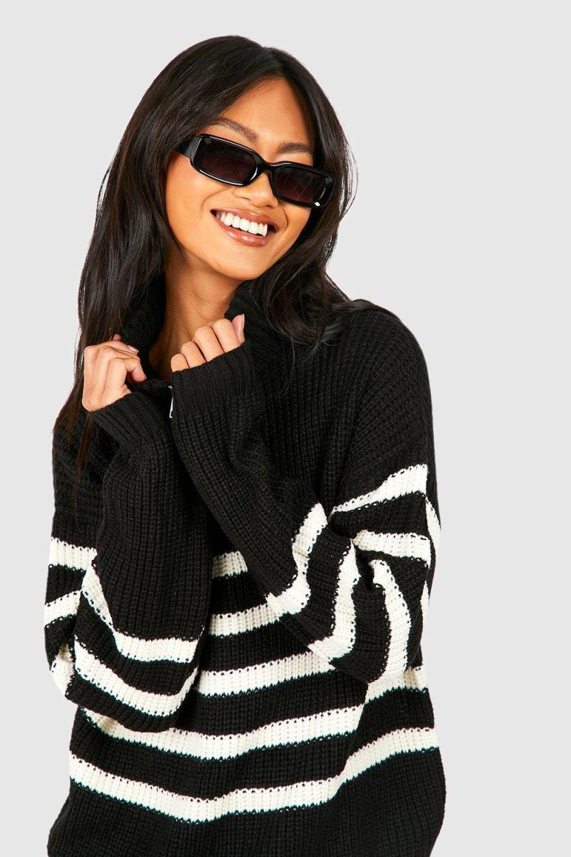 Джемпер у смужку на половину блискавки