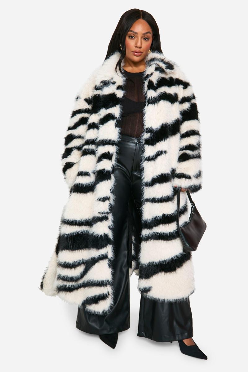 Плюс шуба зі штучного хутра зебри