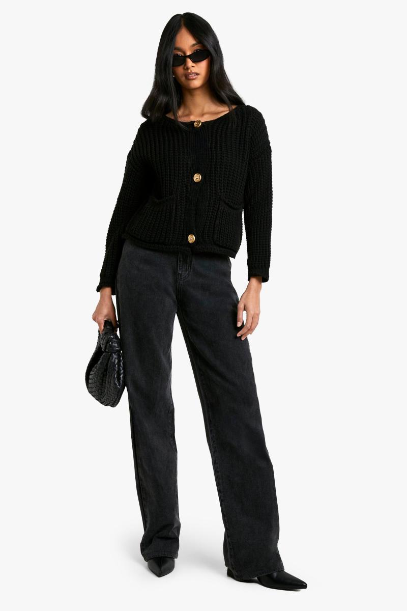 Кучерява в’язана кнопка деталі негабаризації в’язаного кардигану