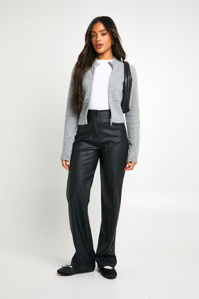 Широкі шкіряні брюки