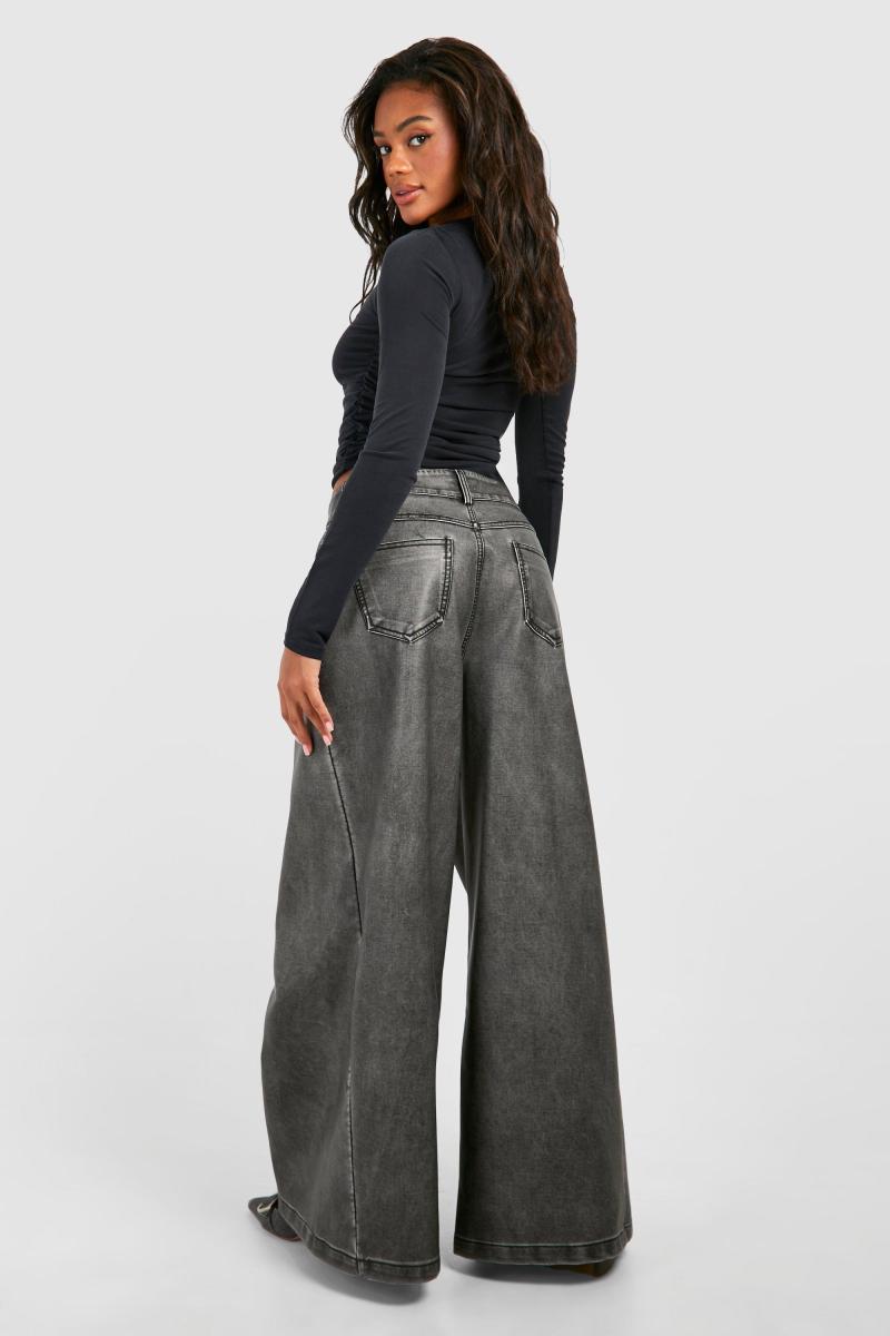 Широкі брюки зі штучної шкіри у вінтажному стилі