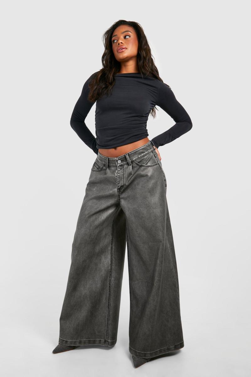 Широкі брюки зі штучної шкіри у вінтажному стилі