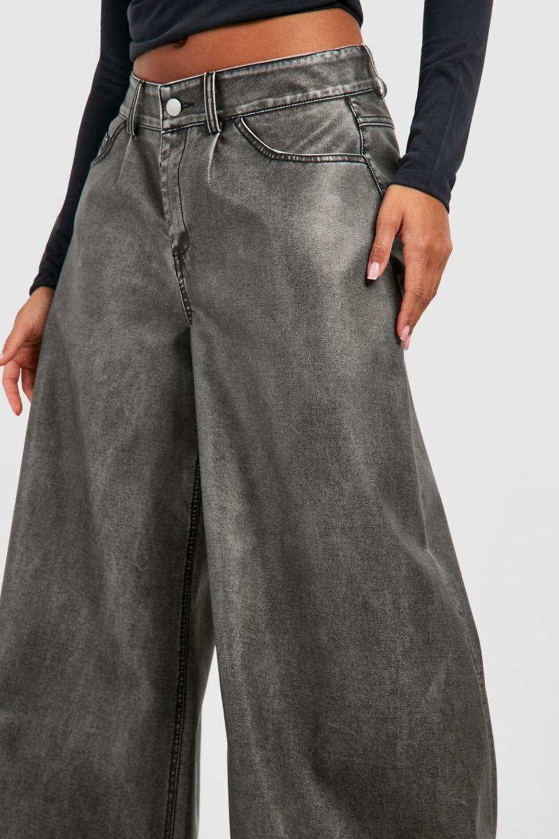 Широкі брюки зі штучної шкіри у вінтажному стилі