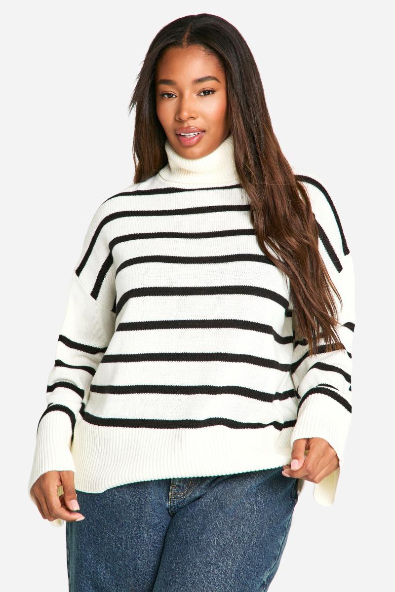 Плюс м’який трикотажний джемпер у смужки