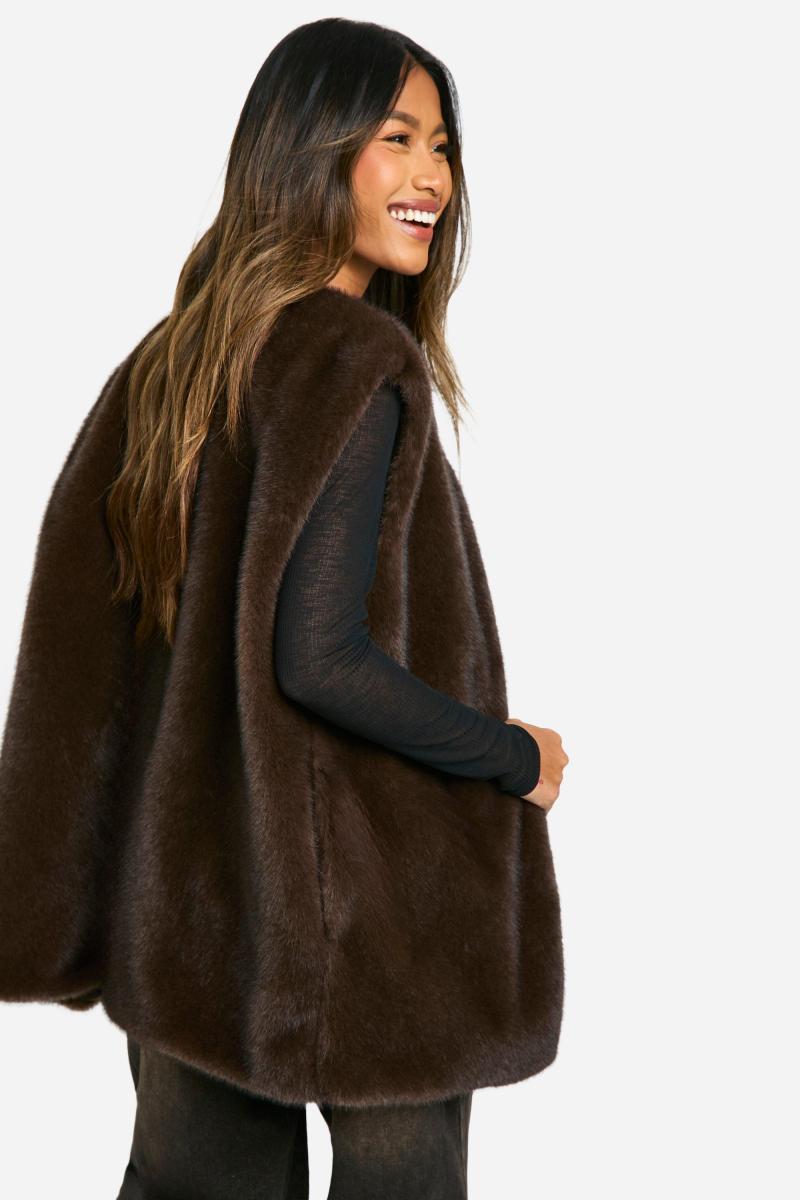 Жилет великого розміру зі штучного хутра у вінтажному стилі