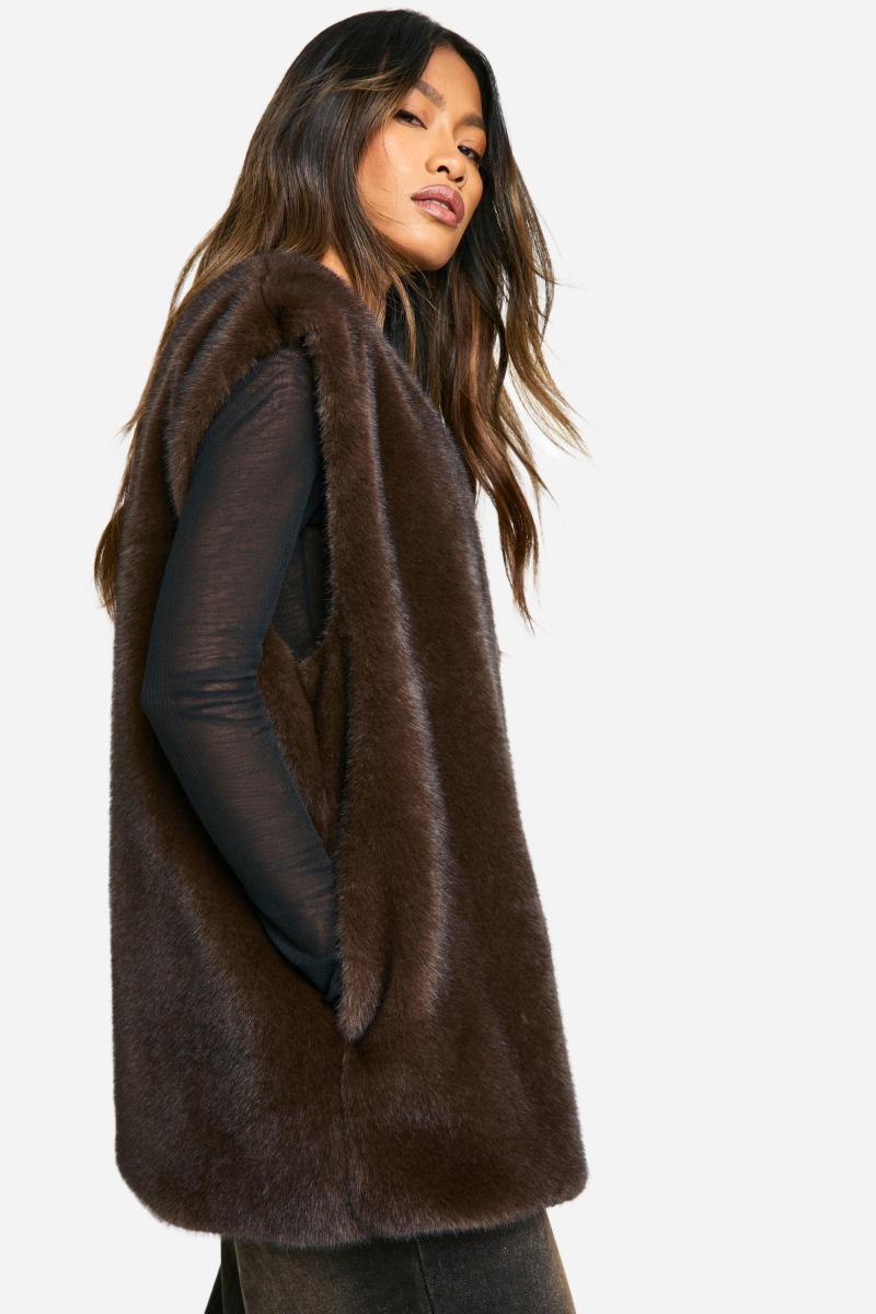 Жилет великого розміру зі штучного хутра у вінтажному стилі