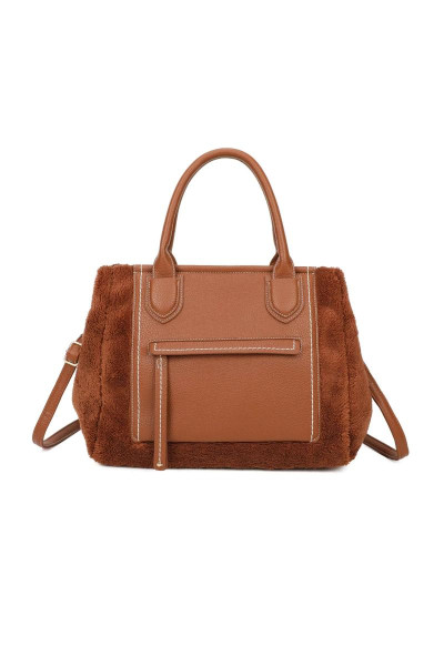 2IN1 Великий передній кишеньковий кишеньковий пухнастий м'який сумочка знімний ремінь і змальовуючи великий гаманець -мішечок