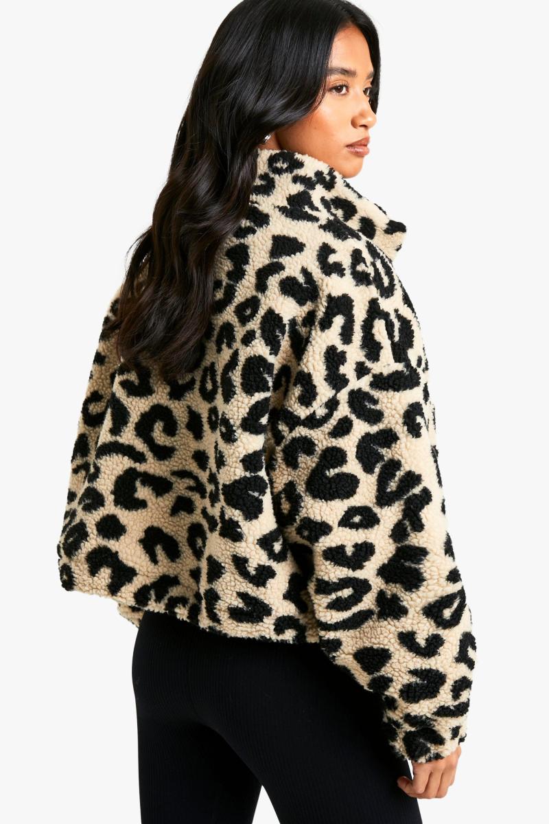 Плюшевий бомбер Petite Boxy з леопардовим принтом